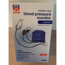 Rite Aid Health Care Manual Blood Pressure Cuff Monitor Stethoscope 